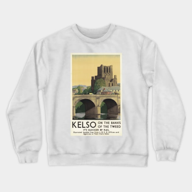 Kelso, Scotland - Vintage Railway Travel Poster - 1941 Crewneck Sweatshirt by BASlade93